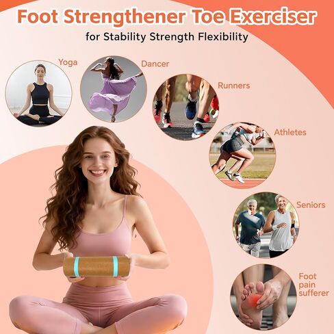 مجموعة تدريب تقوية وتوازن القدم من الفلين - نظام حركة القدم 4 في 1 مع الأسطوانة وكرة التدليك وأشرطة أصابع القدم | تحسين الاستقرار، وإصلاح الإفراط في الكب، وتعزيز التوازن واستعادة وظيفة القدم الطبيعية in Kuwait