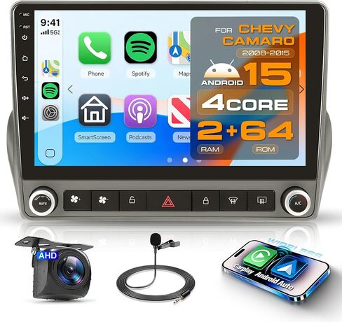 2G+64G سيارة ستيريو لشيفروليه تشيفي كامارو 2008-2015 مع DSP/Android 13/Wireless Carplay/Android Auto ، 9 " in Kuwait