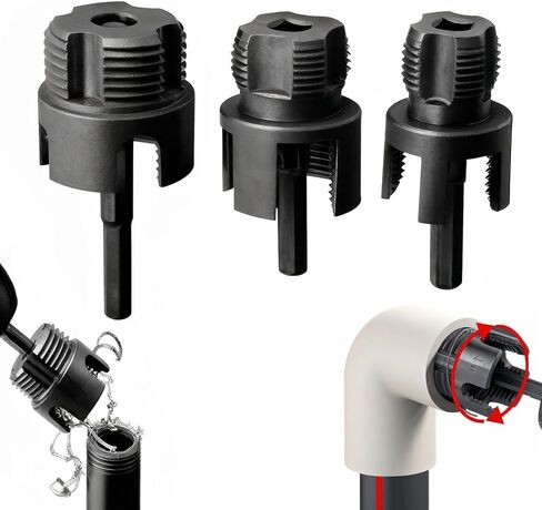 Heavy-Duty PVC/Plastic Pipe Threading Tool Kit, 3 pcs with 1/2"/3/4"/1" Male/Female Threads, Compatible for PVC PPR MPP Pipes & Drill Press/Screwdriver in Saudi Arabia