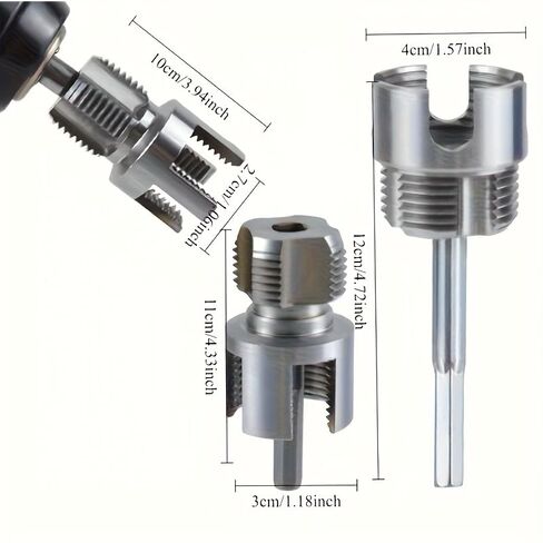 Heavy-Duty PVC/Plastic Pipe Threading Tool Kit, 3 pcs with 1/2"/3/4"/1" Male/Female Threads, Compatible for PVC PPR MPP Pipes & Drill Press/Screwdriver in Saudi Arabia