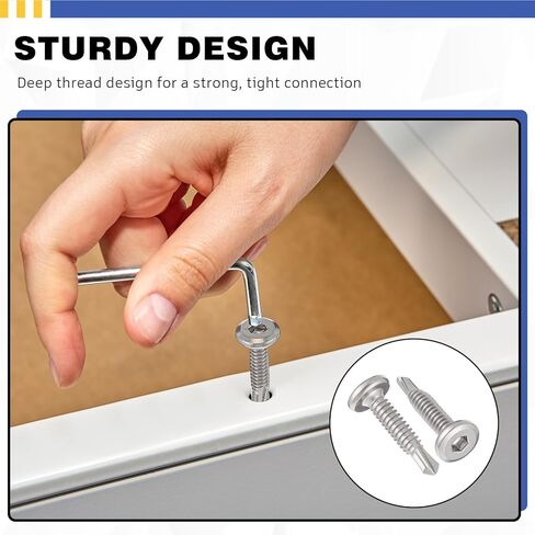 LEIFIDE 200 Pcs #12 x 1 Hex Socket Self Tapping Screw 410 Stainless Steel, Silver, Flat Head High-Strength Fast Sheet Metal Drilling Screws for Metal Plastic Wood in Saudi Arabia