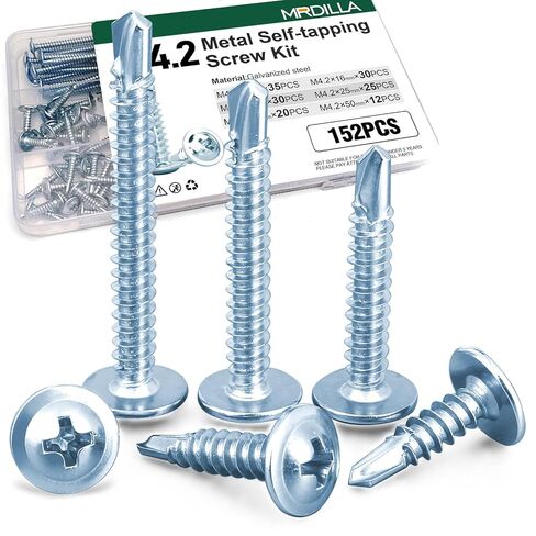 152 Pcs #8 Self Tapping Screws for Metal, Stainless Steel Sheet Metal Screws Assortment Kit, 6 Sizes 1/2", 5/8", 3/4", 1", 1-1/2", and 2" in Kuwait