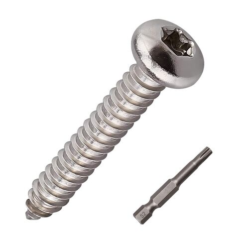50 Pcs #14 x 1-1/4 Torx Pan Head Sheet Metal Screws with Bit, 304 Stainless Steel 18-8, 6-Lobe Star Drive Extra Large Self Tapping Screws for Construction in Saudi Arabia
