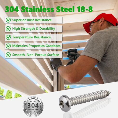 50 Pcs #14 x 1-1/4 Torx Pan Head Sheet Metal Screws with Bit, 304 Stainless Steel 18-8, 6-Lobe Star Drive Extra Large Self Tapping Screws for Construction in Saudi Arabia