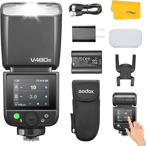 Godox V480N V480 N فلاش الكاميرا مع Godox XPRON XPRO-N FLASH TRIGGER لضوء فلاش كاميرا Nikon ، 650 وميض كامل القوة ، 2.4G HSS 1/8000S ، 1.7S وقت إعادة التدوير ، 7.2V/2200MAH LI-ION ، GN50 ، GN50 in Saudi Arabia