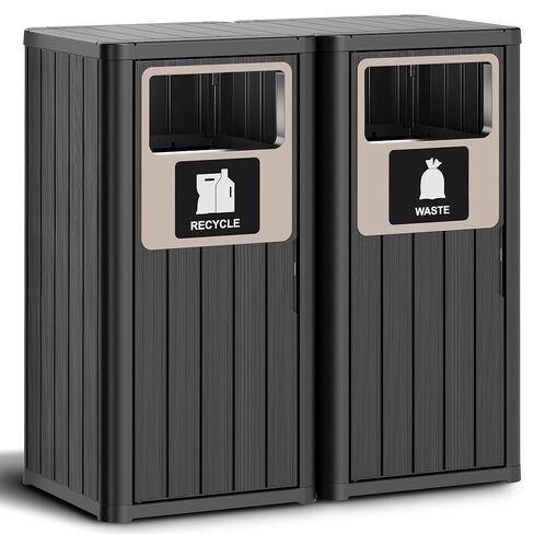 Outdoor Trash Can Waterproof Resin Patio Garbage Can for Outdoor Trash Bin for Patio, Garden, Black (22 Gallon) in Kuwait