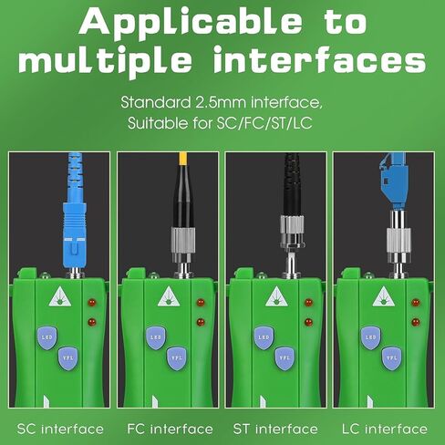 محدد موقع الأخطاء البصرية من الألياف القابلة لإعادة الشحن مع مجموعة محول FC/LC، قلم ضوء أحمر VFL متوافق مع واجهة SC/FC/ST/LC ضوء LED مدمج لصيانة هندسة الاتصالات السلكية واللاسلكية CATV in Kuwait