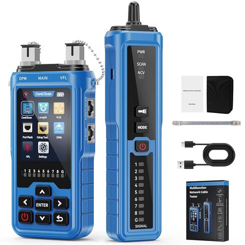 Network Cable Tester 8-in-1, RJ45 Ethernet Cable Tester with OPM,VFL,PoE, Cable Length Test, Port Flashing, Cat5 Cat6 Cat7 Fiber Tester & Wire Tracer, Network Testing Tool in Saudi Arabia