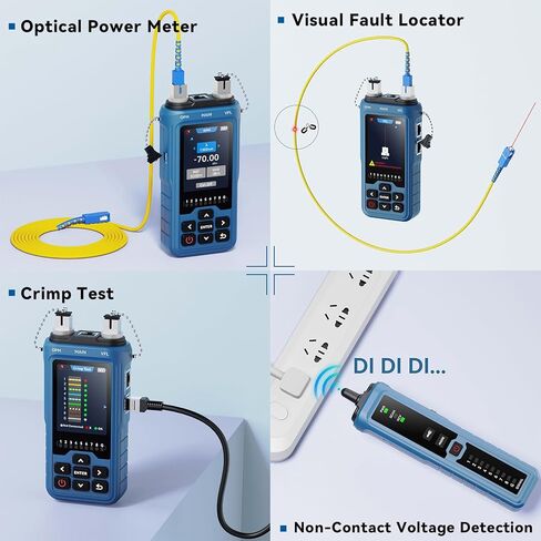 Network Cable Tester 8-in-1, RJ45 Ethernet Cable Tester with OPM,VFL,PoE, Cable Length Test, Port Flashing, Cat5 Cat6 Cat7 Fiber Tester & Wire Tracer, Network Testing Tool in Saudi Arabia
