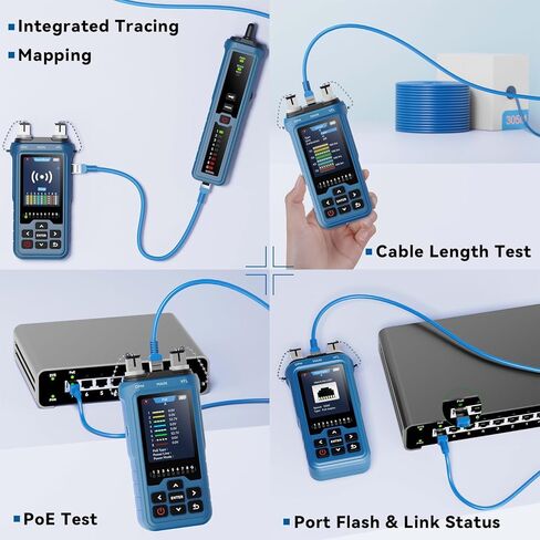 Network Cable Tester 8-in-1, RJ45 Ethernet Cable Tester with OPM,VFL,PoE, Cable Length Test, Port Flashing, Cat5 Cat6 Cat7 Fiber Tester & Wire Tracer, Network Testing Tool in Saudi Arabia