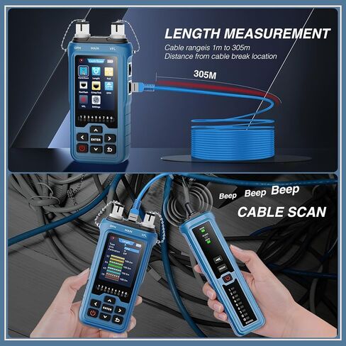 Network Cable Tester 8-in-1, RJ45 Ethernet Cable Tester with OPM,VFL,PoE, Cable Length Test, Port Flashing, Cat5 Cat6 Cat7 Fiber Tester & Wire Tracer, Network Testing Tool in Saudi Arabia