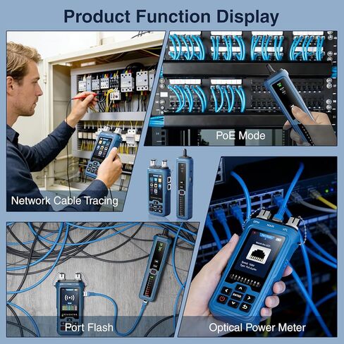 Network Cable Tester 8-in-1, RJ45 Ethernet Cable Tester with OPM,VFL,PoE, Cable Length Test, Port Flashing, Cat5 Cat6 Cat7 Fiber Tester & Wire Tracer, Network Testing Tool in Saudi Arabia