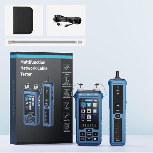 Network Cable Tester 8-in-1, RJ45 Ethernet Cable Tester with OPM,VFL,PoE, Cable Length Test, Port Flashing, Cat5 Cat6 Cat7 Fiber Tester & Wire Tracer, Network Testing Tool in Saudi Arabia