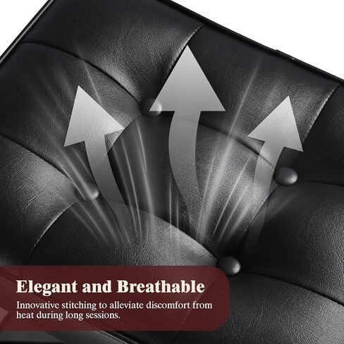 مقعد لوحة مفاتيح بيانو قابل للتعديل - مقعد لوحة مفاتيح قابل للطي مع أقدام مضادة للانزلاق، ارتفاع 3 مستويات مناسب للبالغين والأطفال، تصميم أزرار كلاسيكي، وسادة جلدية PU ممتازة، مقعد بيانو محمول (أسود) in Kuwait