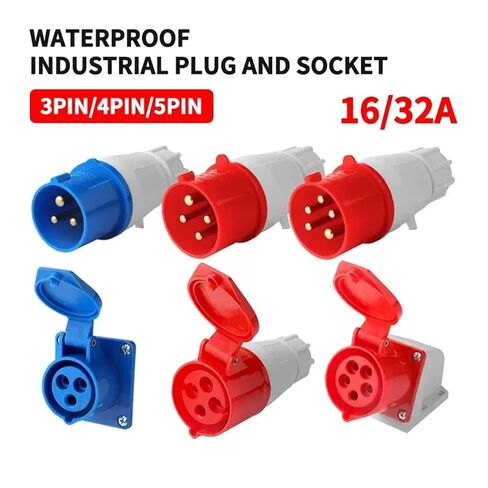 5Pcs Industrial Plug and Socket Waterproof Connector 3PIN 4PIN 5PIN 16A/32A Waterproof Electrical Connection Wall Mount Socket(16A Connector,1LOT(5 PCS)_4PIN) in Saudi Arabia