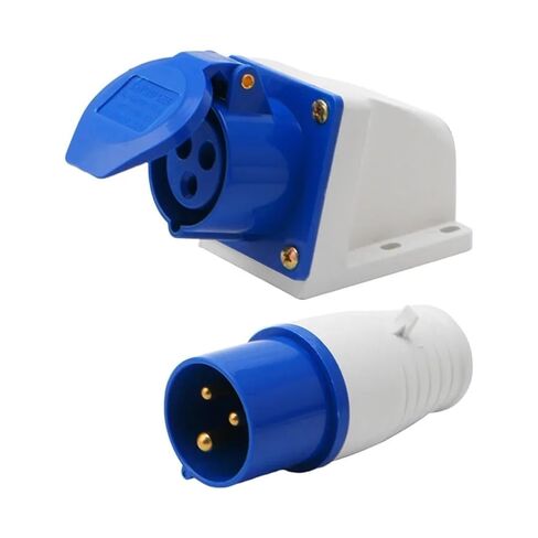 16 Amp 3 Pin Industrial Plug+Socket 220-250V Weatherproof IP44 2P+E 3Phase 16A in Saudi Arabia