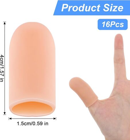 16 Pcs Thumb Cover, Skin Color Finger Caps, Soft Silicone Thumb Protector for Daily Friction Care and Daily Use in Saudi Arabia