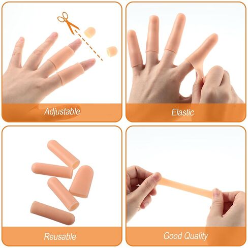 Nuanchu 50 Pcs Gel Finger Cots Silicone Finger Protectors Support Gel Cover Sleeves Gloves Caps, 40 Pieces Long, 10 Pieces Short(Beige) in Saudi Arabia