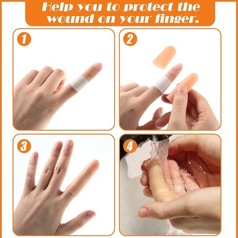 Nuanchu 50 Pcs Gel Finger Cots Silicone Finger Protectors Support Gel Cover Sleeves Gloves Caps, 40 Pieces Long, 10 Pieces Short(Beige) in Saudi Arabia