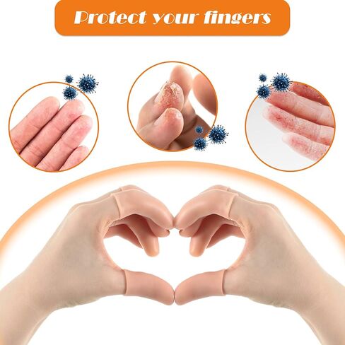 Nuanchu 50 Pcs Gel Finger Cots Silicone Finger Protectors Support Gel Cover Sleeves Gloves Caps, 40 Pieces Long, 10 Pieces Short(Beige) in Saudi Arabia