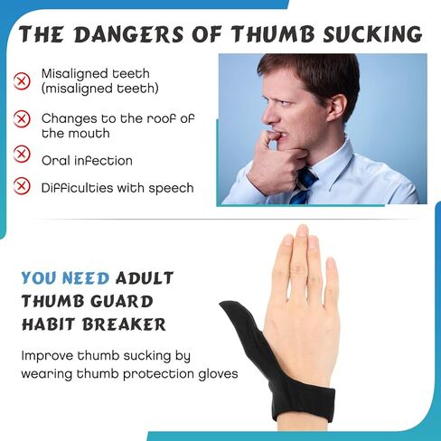 Adult Thumb Guard Habit Thumb Sucking Thumb Cover Thumb Glove to Help Stop Skin Picking Thumb Sucking and Hair Pulling(Black) in Saudi Arabia