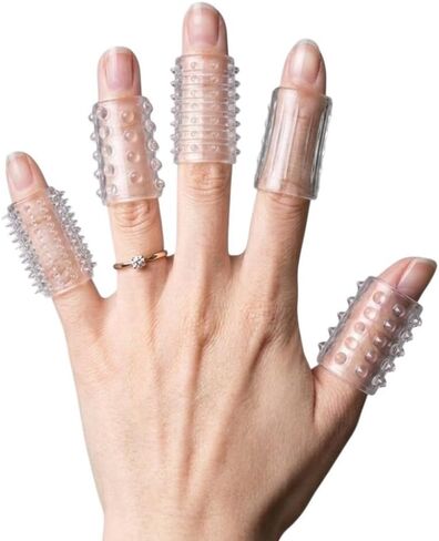 Skin Picking & Fidget Support Finger Covers for OCD & Dermatillomania, 6 Clear Textured Silicone Finger Sleeves for Anxiety, Nail Biting & Anti-Skin Picking in Saudi Arabia
