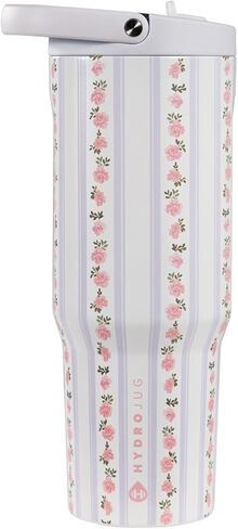 HydroJug Sport - كوب من الفولاذ المقاوم للصدأ مزود بماصة، معزول بالفراغ، زجاجة مياه مقاومة للتسرب سعة 32 أونصة، تصميم مريح، قابل لإعادة الاستخدام، آمن للاستخدام في غسالة الأطباق، قاعدة مطاطية، متين للصالة الرياضية أو في الهواء الطلق، زهرة الربيع in Kuwait