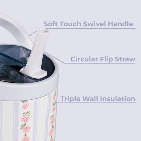 HydroJug Sport - كوب من الفولاذ المقاوم للصدأ مزود بماصة، معزول بالفراغ، زجاجة مياه مقاومة للتسرب سعة 32 أونصة، تصميم مريح، قابل لإعادة الاستخدام، آمن للاستخدام في غسالة الأطباق، قاعدة مطاطية، متين للصالة الرياضية أو في الهواء الطلق، زهرة الربيع in Kuwait