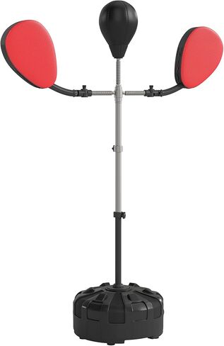 Soozier 3-in-1 Boxing Bag with Stand, Adjustable Height Punching Speed Bag Set with 2 Target Arms, Freestanding Boxing Bag for Training, Exercise, Fitness & Stress Relief, Black in Saudi Arabia