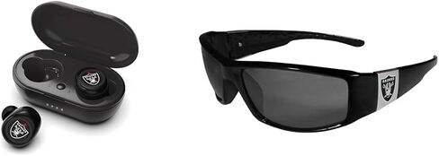 SOAR NFL True Wireless Earbuds, Las Vegas Raiders & NFL Siskiyou Sports Fan Shop Las Vegas Raiders Chrome Wrap Sunglasses One Size Black in Saudi Arabia