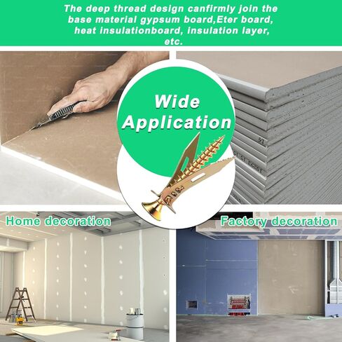 مثبتات الحوائط الجافة ذاتية الحفر - 400 قطعة، مثبتات الحوائط الجافة المصنوعة من الزنك، ومسامير توسيع للحوائط الجافة، مجموعة أدوات تثبيت لولبية شديدة التحمل من 3 أحجام، بدون حفر أو ثقوب في الحائط in Kuwait