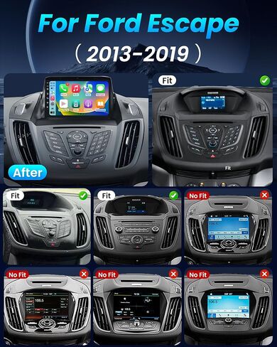Car Radio for Ford Escape 2013-2018: 4GB RAM+ 64G ROM 5G WiFi 9" 1280 * 800 Touch Screen Stereo, Wireless Carplay Android Auto Bluetooth GPS RDS DSP HiFi FM Mirror Link SWC Backup Camera Mic in Kuwait