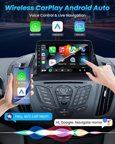 Car Radio for Ford Escape 2013-2018: 4GB RAM+ 64G ROM 5G WiFi 9" 1280 * 800 Touch Screen Stereo, Wireless Carplay Android Auto Bluetooth GPS RDS DSP HiFi FM Mirror Link SWC Backup Camera Mic in Kuwait