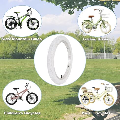2 Sets 18 Inch Kids Bike Tire White Color, 18x2.125 Street Bike Tire and Tube Straight Stem Compatible with BMX Joystar Balance Bike Road Bicycle Folding Bike in Saudi Arabia