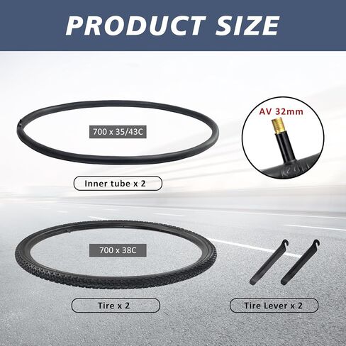 2 PCS 700C Replacement Bike Tire, 700x38C 40-622 Road Bike Tires Compatible with 700 x 36C/37C/38C/39C Bike Bicycle Tires and Tubes in Saudi Arabia