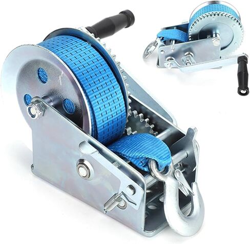 ونش كرنك يدوي، 1200 رطل ونش يدوي للمقطورة البحرية، ونش يدوي عالي التحمل مع حزام، سعة تحميل 1200 رطل، أداة مقطورة ATV البحرية، للمقطورة والقارب، أزرق-1 in Kuwait