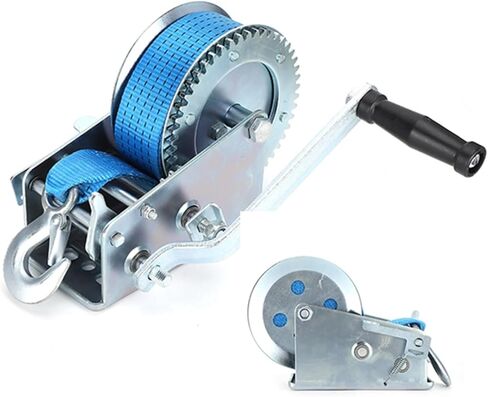 ونش كرنك يدوي، 1200 رطل ونش يدوي للمقطورة البحرية، ونش يدوي عالي التحمل مع حزام، سعة تحميل 1200 رطل، أداة مقطورة ATV البحرية، للمقطورة والقارب، أزرق-1 in Kuwait