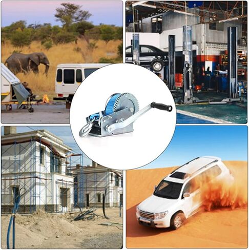 ونش كرنك يدوي، 1200 رطل ونش يدوي للمقطورة البحرية، ونش يدوي عالي التحمل مع حزام، سعة تحميل 1200 رطل، أداة مقطورة ATV البحرية، للمقطورة والقارب، أزرق-1 in Kuwait