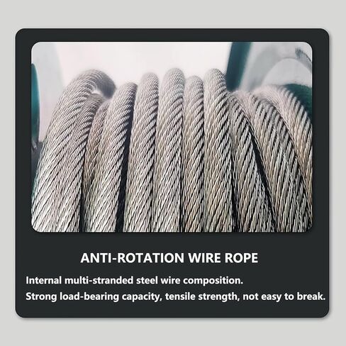 ونش كرنك، ونش مقطورة قارب بسقاطة ثنائي الاتجاه، ونش يدوي عالي التحمل بسعة 1100 كجم/2400 رطل مع حبل سلكي بطول 20 متر/65.6 قدم وخطافات معدنية للمقطورات in Kuwait