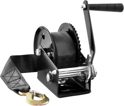 Hand Crank Winch, Hand Winch,Boat Trailer Winch Heavy Duty Rope Crank W/ 23ft Polyester Strap & Two-Way Ratchet,Manual Operated Crank Winch,for Trailer, Boat, 2000lbs-1 in Saudi Arabia