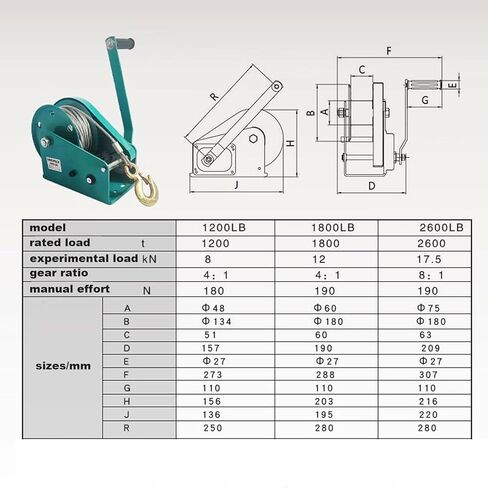 Hand Winch with Cable,2600LBS Heavy Duty Manual Winch Boat Trailer Winch in Saudi Arabia