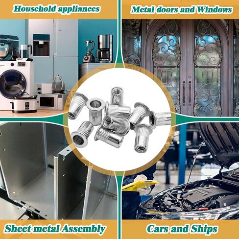 100 قطعة 1/4-20 صواميل برشام، 1/4-20 UNC صواميل شفة ألومنيوم، جسم مخرش برأس مسطح صامولة إدراج ملولبة للمنزل والصناعة والبناء in Kuwait