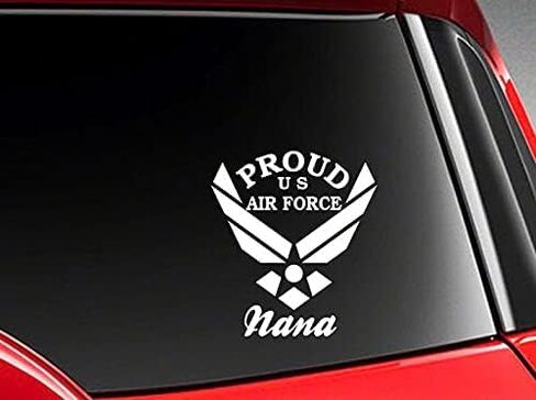 ملصق Air Force Nana ملصق للسيارة والشاحنة والكمبيوتر المحمول من الفينيل العسكري (أبيض) in Kuwait
