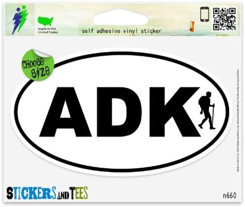 Adirondack ADK Hiker Oval Car Sticker Indoor Outdoor 5" x 3" in Saudi Arabia