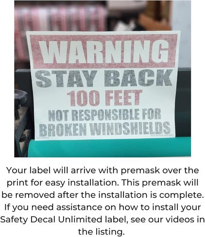 Stay Back 300FT Sticker Not Responsible Broken Windshield Sticker Safety Decal Unlimited Construction Truck 11 x 8 Label Sticker Decal Made in USA Stay Back 300FT in Kuwait