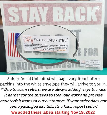 Stay Back 300FT Sticker Not Responsible Broken Windshield Sticker Safety Decal Unlimited Construction Truck 11 x 8 Label Sticker Decal Made in USA Stay Back 300FT in Kuwait