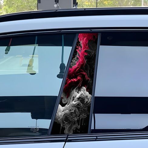 1 Pair Car Doors Livery Pillar Decal Sticker Wrap Pink&Grey Cloud Print Vinyl B-Pillar Trim Protective Film for Car DIY in Kuwait