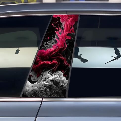 1 Pair Car Doors Livery Pillar Decal Sticker Wrap Pink&Grey Cloud Print Vinyl B-Pillar Trim Protective Film for Car DIY in Kuwait