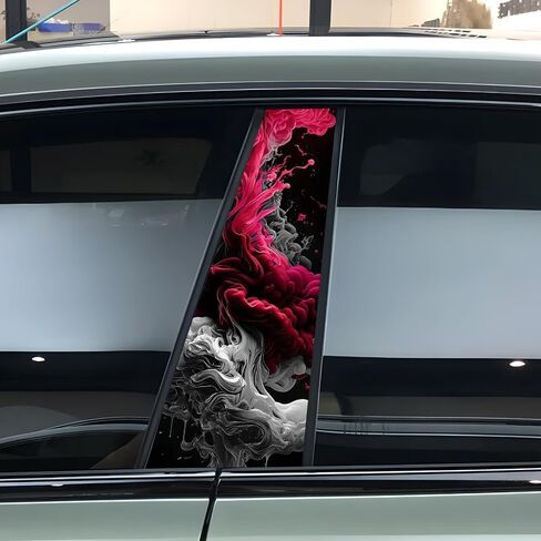 1 Pair Car Doors Livery Pillar Decal Sticker Wrap Pink&Grey Cloud Print Vinyl B-Pillar Trim Protective Film for Car DIY in Kuwait