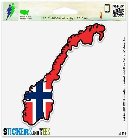 Norway Map Flag Vinyl Car Bumper Window Sticker 4" x 5" in Saudi Arabia
